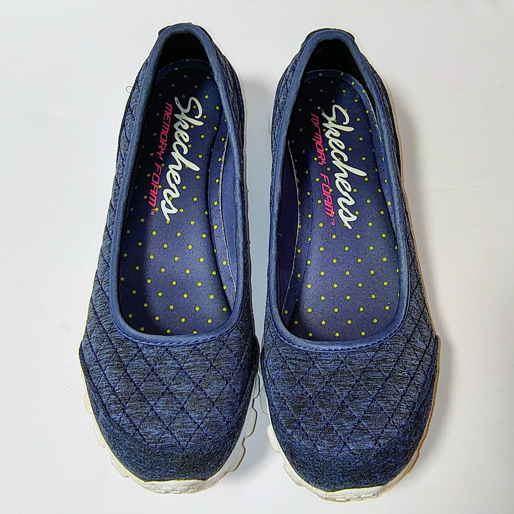Skechers Women's EZ Flex 2 Spruced Up Slip-On Sneakers Ballet Flats Navy 8.5 - Picture 3 of 8